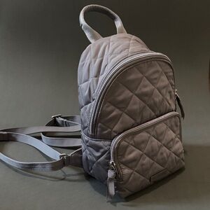 Quilted Light Gray Small Backpack